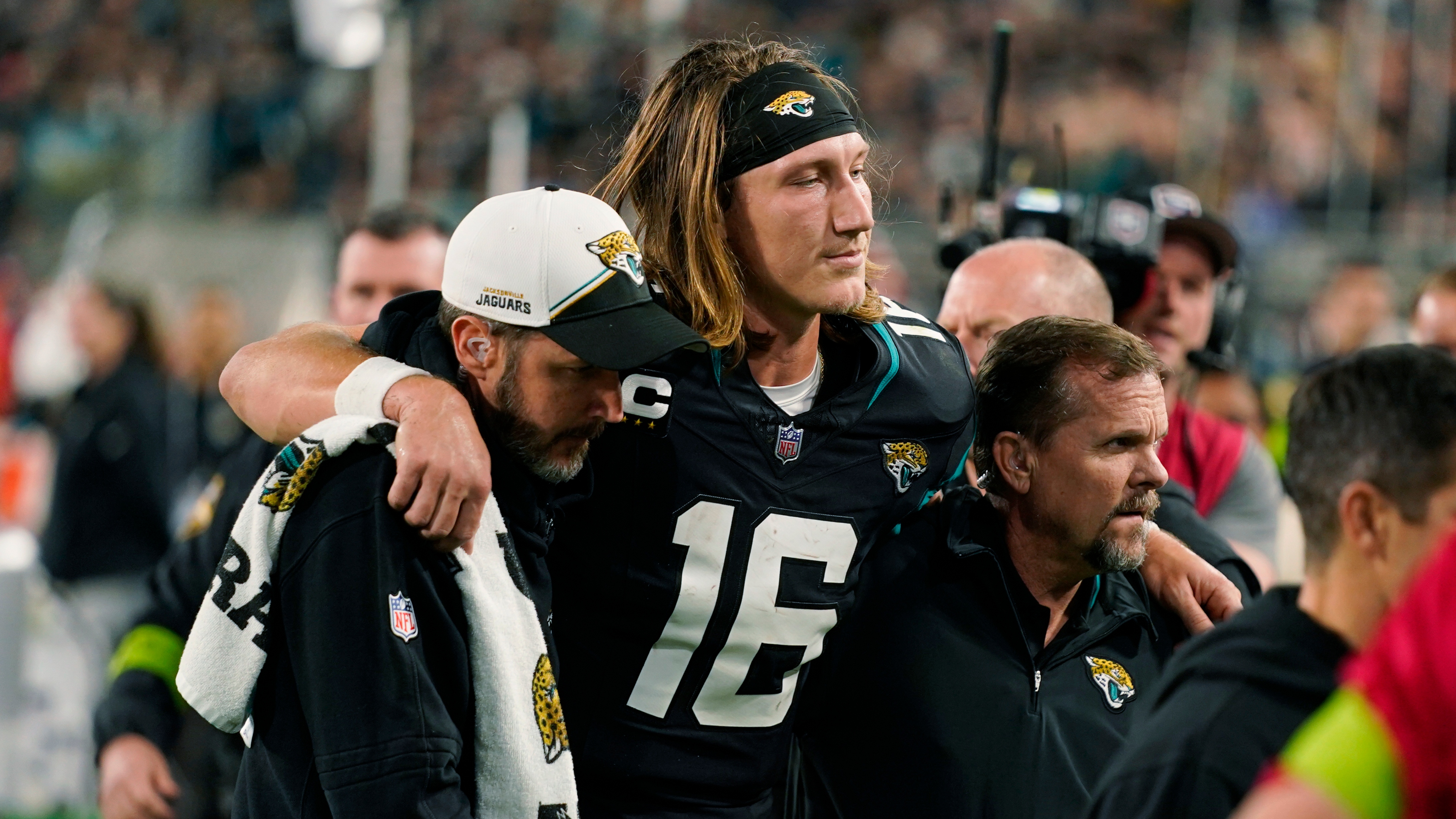 Lawrence needed help off the field after suffering an ankle injury on Monday night against the Bengals.
